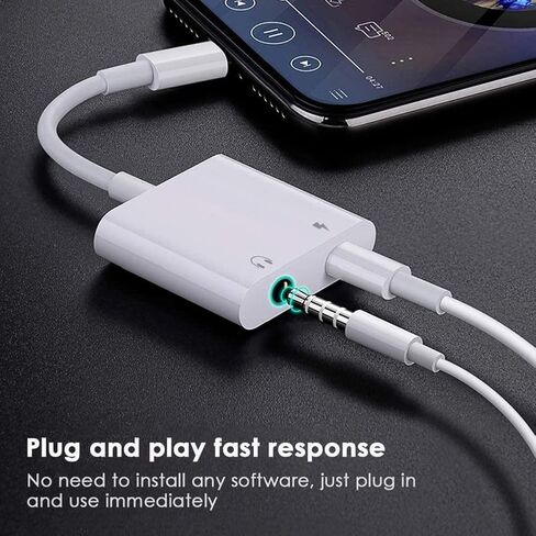 [معتمد من Apple MFi] محول مقبس سماعة الرأس 3.5 مم من Apple Lighting، 2 حزمة 2 في 1 iPhone Headphone Aux Audio + محول دونجل كابل شاحن متوافق مع iPhone 14 13 12 11 XS XR X 8 7 6 in Kuwait