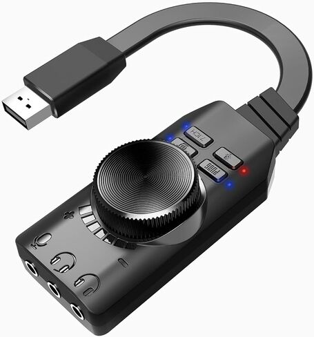 External Sound Card Virtual 7.1 Surround Sound USB 2.0 Audio Adapter External for PC with Volume Control, USB to 3.5mm Jack Audio Adapter Cable Plug and Play in Saudi Arabia