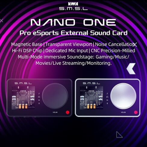 SMSL Nano ONE, Gaming External Sound Card Microphone/USB Input, 3.5mm Headphone Output Four Modes: Music/Game/7.1 Virtual/Voice Enhancement Connects to Phones/Tablets/Computers/Gaming Consoles in Saudi Arabia