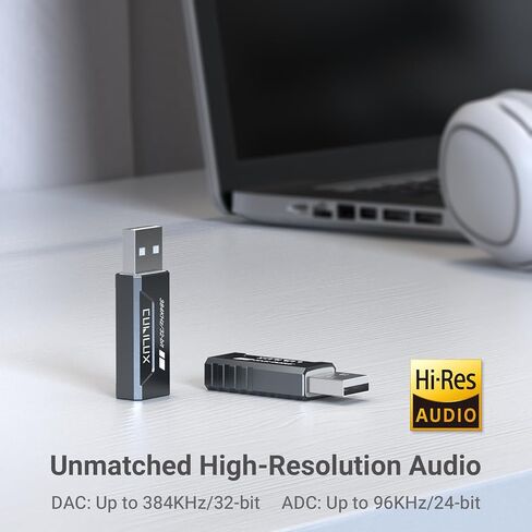 Cubilux USB to 3.5mm Audio Adapter, Hi-Res 384KHz/32-bit USB A DAC Dongle, UAC 2.0 External Sound Card for PC Laptop MacBook, Windows 11/10, macOS, Linux in Saudi Arabia
