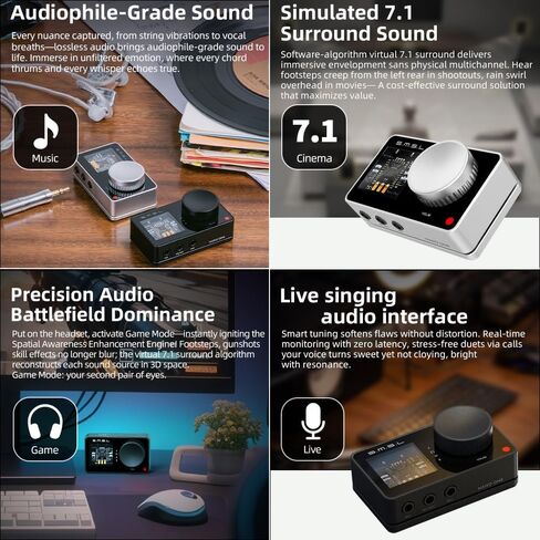 SMSL Nano ONE, Gaming External Sound Card Microphone/USB Input, 3.5mm Headphone Output Four Modes: Music/Game/7.1 Virtual/Voice Enhancement Connects to Phones/Tablets/Computers/Gaming Consoles in Saudi Arabia