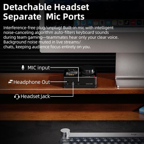 SMSL Nano ONE, Gaming External Sound Card Microphone/USB Input, 3.5mm Headphone Output Four Modes: Music/Game/7.1 Virtual/Voice Enhancement Connects to Phones/Tablets/Computers/Gaming Consoles in Saudi Arabia