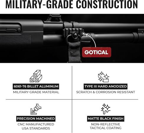 Gotical Shotgun Barrel Clamp Mount with Rubber Pads, Picatinny Rail Flashlight Accessories for 12 GA Mossberg 500/590 / 930/940, Maverick 88, Remington 870/1100 / 1187, SXP, Winchester, Stoeger in Saudi Arabia