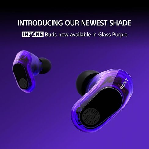 سماعات أذن لاسلكية للألعاب من سوني INZONE Buds، لأجهزة الكمبيوتر/PS5/Switch/الهاتف المحمول، بطارية 48 ساعة مع حافظة، إلغاء الضوضاء، صوت مكاني 360، دونجل USB-C بسرعة 2.4 جيجا هرتز، WF-G700N، أرجواني زجاجي (2026 لون) in Saudi Arabia