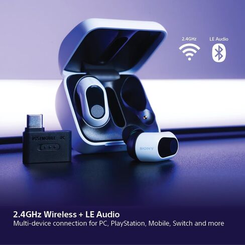 سماعات أذن لاسلكية للألعاب من سوني INZONE Buds، لأجهزة الكمبيوتر/PS5/Switch/الهاتف المحمول، بطارية 48 ساعة مع حافظة، إلغاء الضوضاء، صوت مكاني 360، دونجل USB-C بسرعة 2.4 جيجا هرتز، WF-G700N، أرجواني زجاجي (2026 لون) in Saudi Arabia