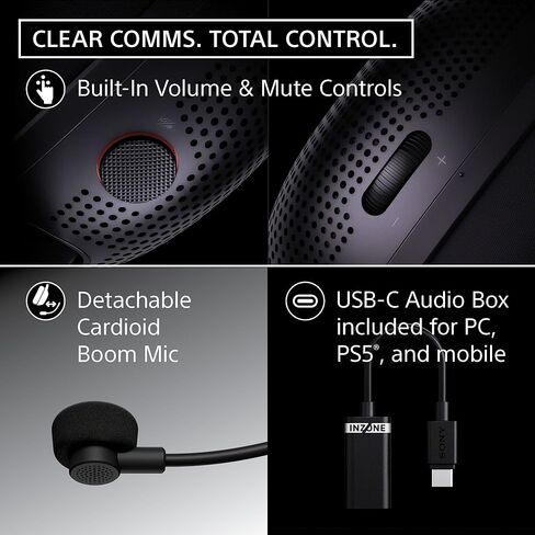 Sony INZONE H6 Air Open-Back Wired Gaming Headset for PC, PS5 & Mobile – Ultra‑Lightweight Over‑Ear Headphones, Detachable High-Fidelity Mic, 360 Spatial Sound, USB‑C Audio Box, Black in Saudi Arabia