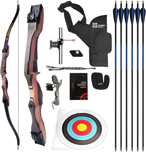 مجموعة القوس الطويل Sanlida Archery Royal X8 مقاس 68 بوصة (50 رطلاً) ومجموعة القوس المنحني نوبل (70 بوصة 32 رطلاً) in Kuwait