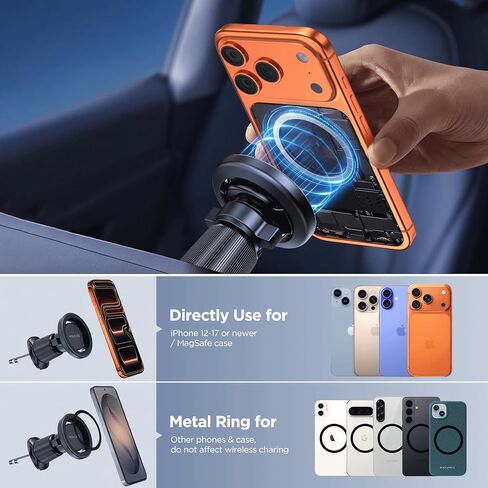 Miracase Car Phone Holder for Magsafe [Strong Magnets] Magnetic Phone Holders for Your Car, 360°Adjustable Air Vent Hands Free Cell Phone Mount Cradle Fit iPhone 17-12 & All Speakerphones, Black in Saudi Arabia