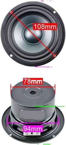 4 Inch Midrange Speaker 4Ohm 25W Three Way Loudspeaker Dual Magnetic Cotton Fiber Cone Compatible with Car 5.1 Cinema Audio Unit in Saudi Arabia
