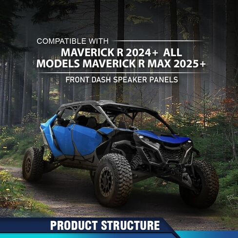 PIT66 Front Left & Right Side Dash 6.5" Speaker Panels Pair Compatible with Can-Am Maverick R 2024+ All Models, Fit Can-Am Maverick R Max 2025+ Black in Saudi Arabia