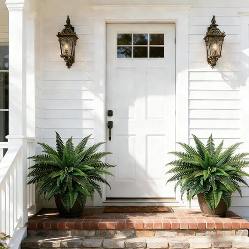 Artificial Boston Fern Bush- 2 Packs Large Artificial Ferns for Outdoors & Indoors, 45Inch Large Faux Ferns with 88 Fronds, Suitable for Office & Living Room Decor, Garden Porch Decor in Saudi Arabia