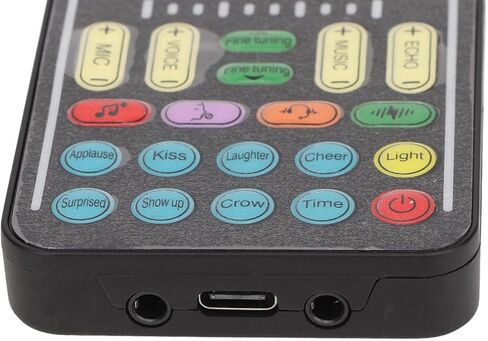 Portable Voice Changer, 8 Voice Changes Live Sound Card, Multifunctional Sound Disguiser, Cool LED Lights Sound Board for Mobile Phone Computer Black in Saudi Arabia