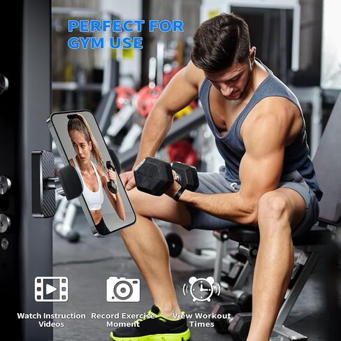Magnetic Phone Holder for Gym- 360° Adjustable Strong Magnet Phone Mount for Video Recording, Compatible with iPhone, Android, All Smartphones, Gym Accessories for Men& Women in Saudi Arabia