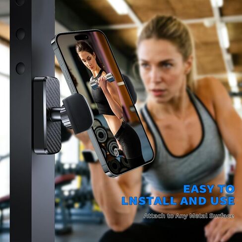 Magnetic Phone Holder for Gym- 360° Adjustable Strong Magnet Phone Mount for Video Recording, Compatible with iPhone, Android, All Smartphones, Gym Accessories for Men& Women in Saudi Arabia