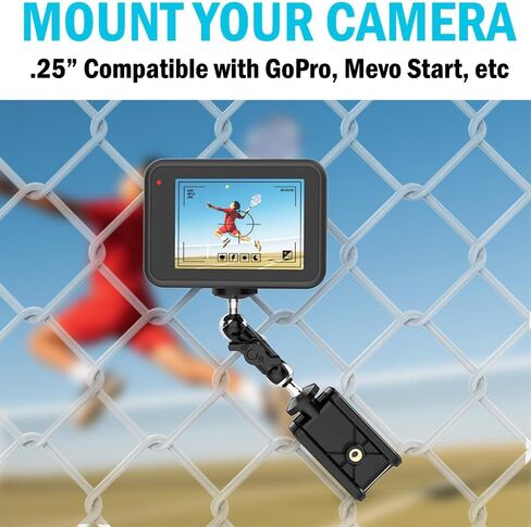 Nakedcellphone EZ Fence Mount للهاتف الخليوي Gamechanger، iPhone، GoPro، Mevo Start - مثالي لتسجيل البيسبول، الكرة اللينة، التنس، كرة المخلل - تتضمن أشرطة رائعة in Kuwait