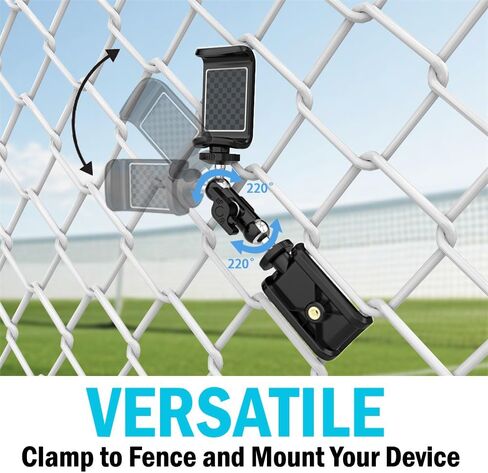 Nakedcellphone EZ Fence Mount للهاتف الخليوي Gamechanger، iPhone، GoPro، Mevo Start - مثالي لتسجيل البيسبول، الكرة اللينة، التنس، كرة المخلل - تتضمن أشرطة رائعة in Kuwait