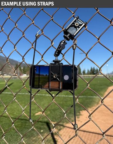 Nakedcellphone EZ Fence Mount للهاتف الخليوي Gamechanger، iPhone، GoPro، Mevo Start - مثالي لتسجيل البيسبول، الكرة اللينة، التنس، كرة المخلل - تتضمن أشرطة رائعة in Kuwait