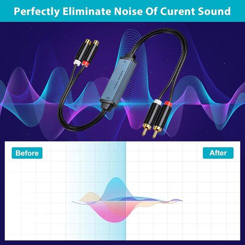 Danfetsoy Ground Loop Noise Isolator RCA, Gold Coating RCA Connectors Aluminum Shell Audio Eliminating Humming Noise for car and Home Using in Different situations in Saudi Arabia