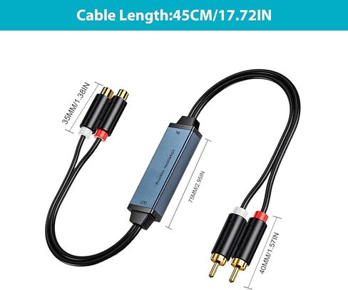 Danfetsoy Ground Loop Noise Isolator RCA, Gold Coating RCA Connectors Aluminum Shell Audio Eliminating Humming Noise for car and Home Using in Different situations in Saudi Arabia