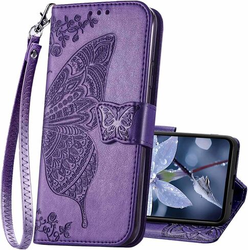 for Samsung Galaxy S26 5G Phone Case Wallet,Women Flip Folio Cover with Credit Card Holders Slots Butterfly Embossed PU Leather Kickstand Wrist Strap Purse (Purple) in Saudi Arabia