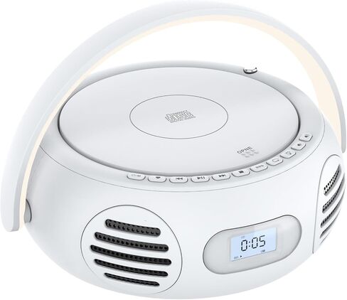 مشغل أقراص مضغوطة MONODEAL محمول مع بلوتوث، ومشغلات أقراص مضغوطة Boombox للمنزل مع صوت ستيريو وتعزيز الجهير، وراديو FM، وتشغيل USB/AUX، وإضاءة مقبض LED، وبطارية قابلة لإعادة الشحن للهدايا in Saudi Arabia