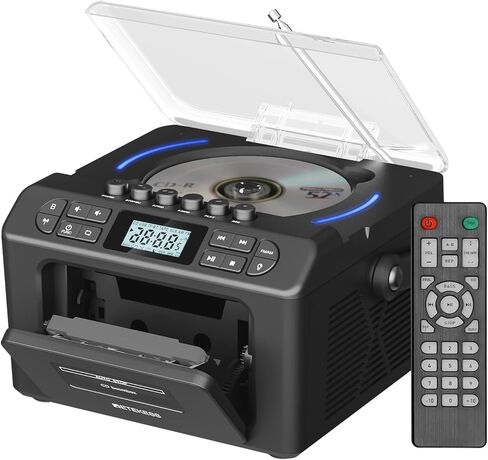 Retekess TR642 CD Player Boombox, CD Cassette Player AM/FM Radio, LED Ambient Lighting, 15H Long-Lasting, Dual-Speaker Stereo, Sleep Timer, USB/TF/AUX/Remote Control, Boomboxes for Home, Kids, Gifts in Saudi Arabia