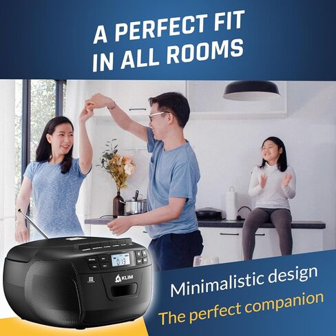 KLIM CD Player & Cassette Tape Player with Case, Bluetooth Boombox, AM/FM Radio, Stereo Sound, Remote, CD and Cassette Combo, Tape Recording, USB Drive, AUX, AC/DC Powered in Saudi Arabia