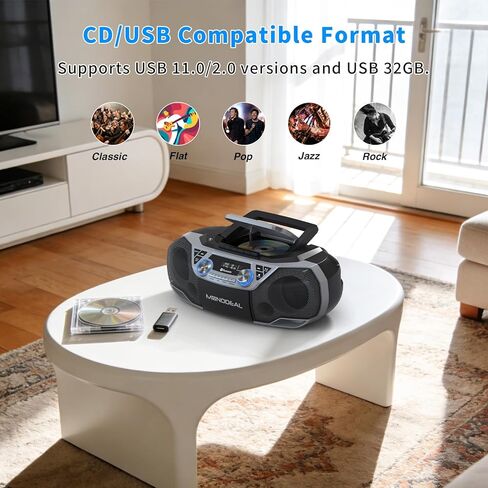 MONODEAL CD Player & Cassette Tape Player with Bluetooth, Powerful Stereo CD Player Boombox with X-BASS,CD and Cassette Player Combo,FM/USB/AUX & Remote, Tape Recording, Sleep Timer, AC/DC Powered in Saudi Arabia