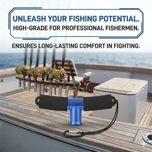 Aluminum Fishing Fighting Belt - Portable T-Shape Gimbal Rod Holder with EVA Foam Padding - Ergonomic Waist Pole Support Stand for Saltwater Boat Anglers in Saudi Arabia