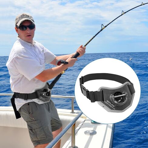SANLIKE Fishing Belt Rod Holder,Adjustable Fishing Fighting Waist Belt with EVA Padded Plastic Material Fishing Belt,360 Degree Adjustable (Grey) in Saudi Arabia