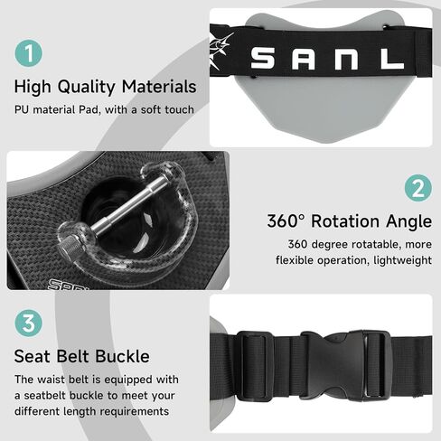 SANLIKE Fishing Belt Rod Holder,Adjustable Fishing Fighting Waist Belt with EVA Padded Plastic Material Fishing Belt,360 Degree Adjustable (Grey) in Saudi Arabia
