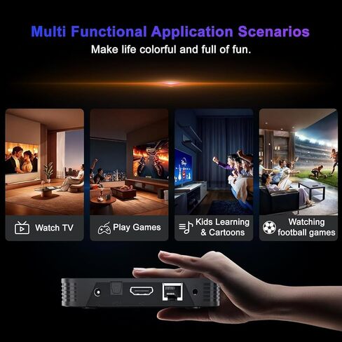 Android 14.0 TV Box 4GB RAM 64GB ROM، يدعم 4K Dual-WiFi 2.4G/5G رباعي النواة صندوق التلفزيون الذكي، Bluetooth4.2 كابل HDMI USB2.0 مع لوحة مفاتيح صغيرة in Saudi Arabia