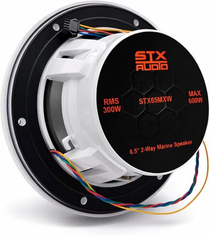 STX Audio STX65MXW - مكبرات صوت بحرية محورية مقاس 6.5 بوصة، طاقة قصوى 600 وات، إضاءة LED RGB، مقاومة للماء - مثالية للقوارب وأجهزة UTV وATV in Kuwait