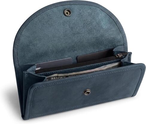 Hide & Drink, Snap Clutch Wallet for Women, Money Holder and Card Organizer with Zippered Pouch, Full Grain Leather, Handmade, Bourbon Brown in Kuwait