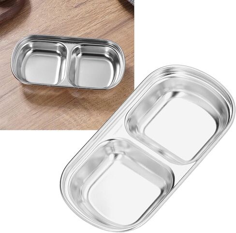 Stainless Steel Divided Plate for Kids Toddlers, 9' Portion Control Plate with 3 Compartments, Non Unbreakable Metal Dishwasher Safe Dinnerware in Saudi Arabia
