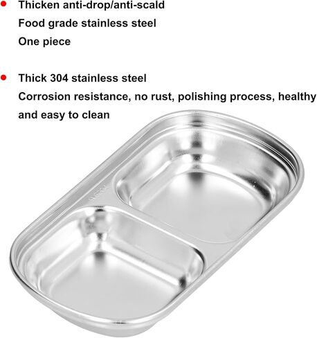 Stainless Steel Divided Plate for Kids Toddlers, 9' Portion Control Plate with 3 Compartments, Non Unbreakable Metal Dishwasher Safe Dinnerware in Saudi Arabia