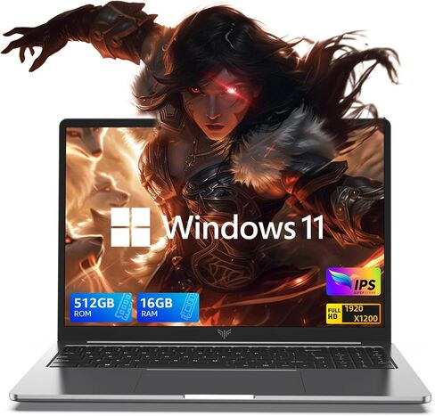 KAIGERR Laptop, 16GB DDR4 512GB SSD Laptop Computer, 16.0inch Windοws 11 Laptop with Ιntel 12th Quad-Core Processor(Up to 3.4GHz), 1920P FHD Display, WiFi 6, USB3.2, Type_C in Saudi Arabia