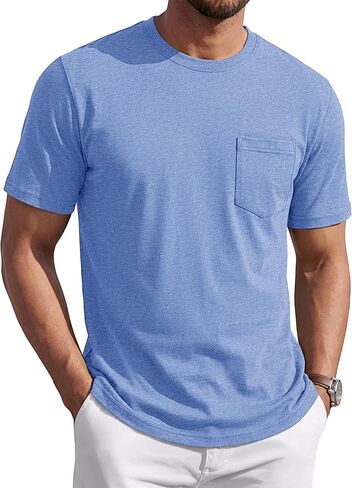 Cotrasen Men's T-Shirts Short Sleeve Cotton Pocket Tee Shirts Casual Crew Neck Tees Moisture Wicking Basic Summer Shirts in Saudi Arabia