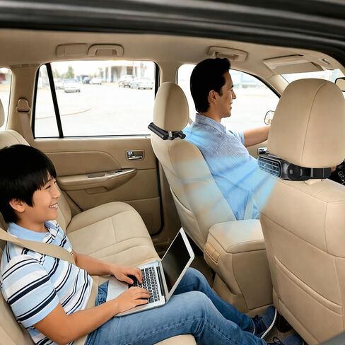 Car Fan with 4000mAh Battery, Portable Car Air Conditioner for Front or Back Seat Cooling, Easy Install Car Seat Fan for Kids, USB Car Fans That Blow Cold Air Car Essentials for Summer Road Trips in Saudi Arabia