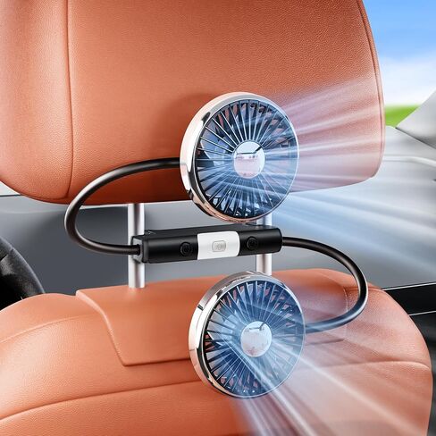Dual Head Gooseneck Car Cooling Fans for Back Seat for Kids, USB Car Headrest Cooling Fan for Baby Rear Facing, Car Seat Cooler That Blow Cold Air for Vehicles Sedan SUV Rv Truck Without Ac in Saudi Arabia