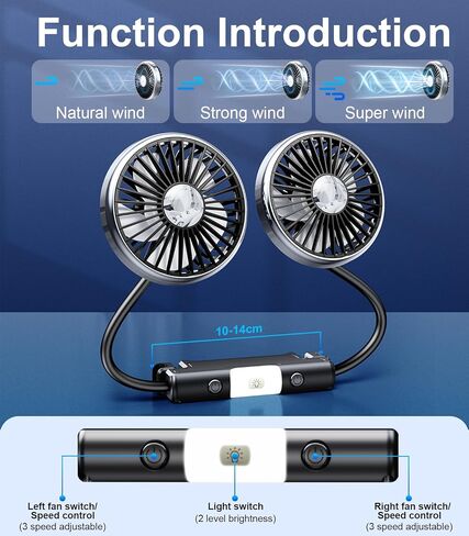 Dual Head Gooseneck Car Cooling Fans for Back Seat for Kids, USB Car Headrest Cooling Fan for Baby Rear Facing, Car Seat Cooler That Blow Cold Air for Vehicles Sedan SUV Rv Truck Without Ac in Saudi Arabia