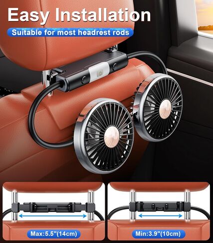 Dual Head Gooseneck Car Cooling Fans for Back Seat for Kids, USB Car Headrest Cooling Fan for Baby Rear Facing, Car Seat Cooler That Blow Cold Air for Vehicles Sedan SUV Rv Truck Without Ac in Saudi Arabia