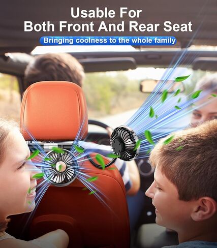 Dual Head Gooseneck Car Cooling Fans for Back Seat for Kids, USB Car Headrest Cooling Fan for Baby Rear Facing, Car Seat Cooler That Blow Cold Air for Vehicles Sedan SUV Rv Truck Without Ac in Saudi Arabia