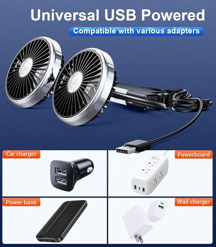 Dual Head Gooseneck Car Cooling Fans for Back Seat for Kids, USB Car Headrest Cooling Fan for Baby Rear Facing, Car Seat Cooler That Blow Cold Air for Vehicles Sedan SUV Rv Truck Without Ac in Saudi Arabia