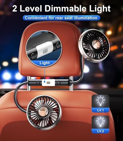 Dual Head Gooseneck Car Cooling Fans for Back Seat for Kids, USB Car Headrest Cooling Fan for Baby Rear Facing, Car Seat Cooler That Blow Cold Air for Vehicles Sedan SUV Rv Truck Without Ac in Saudi Arabia