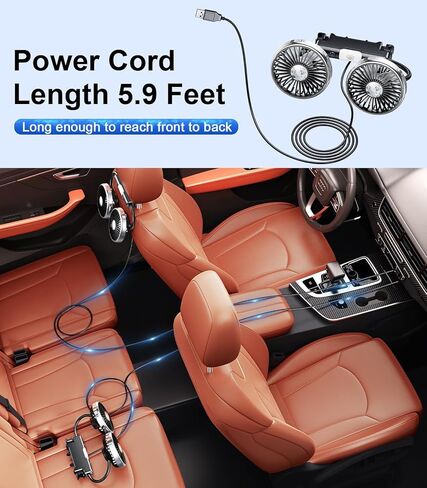 Dual Head Gooseneck Car Cooling Fans for Back Seat for Kids, USB Car Headrest Cooling Fan for Baby Rear Facing, Car Seat Cooler That Blow Cold Air for Vehicles Sedan SUV Rv Truck Without Ac in Saudi Arabia