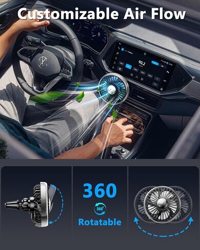 مروحة تيار متردد للسيارة USB لتنفيس الهواء لتعزيز الهواء البارد في شاحنة بيك اب SUV Van RV، مروحة محمولة قوية 3 سرعات لمشبك السيارة على المروحة - محرك بدون فرشاة هادئ وخفيف ملون بدوران 360 درجة in Saudi Arabia