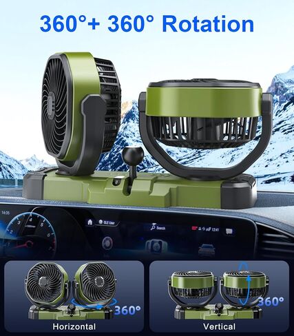 Dual Head Car Cooling Fan for Dashboard, DC 5V USB / 12V / 24V Universal Cigarette Lighter Plug Car Fans That Blow Cold Air Cooler for Vehicles Sedan Suv Rv Van Truck Utv Tractor Cab without AC in Saudi Arabia