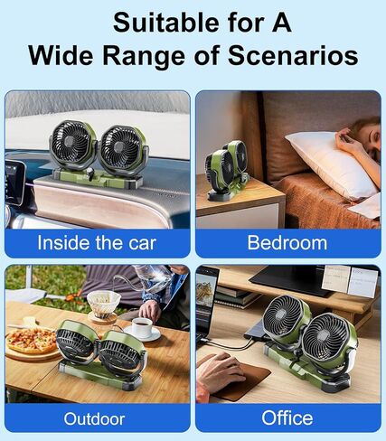 Dual Head Car Cooling Fan for Dashboard, DC 5V USB / 12V / 24V Universal Cigarette Lighter Plug Car Fans That Blow Cold Air Cooler for Vehicles Sedan Suv Rv Van Truck Utv Tractor Cab without AC in Saudi Arabia