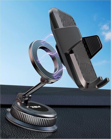 حامل هاتف السيارة مع مشبك مغناطيسي لـ Magsafe وAndroid 360 Universal Suction Phone Mount للوحة القيادة والزجاج الأمامي للسيارة وحامل هاتف للسيارة لهاتف iPhone 17 16 15 14 Pro Max Samsung Galaxy S25 Cell in Saudi Arabia